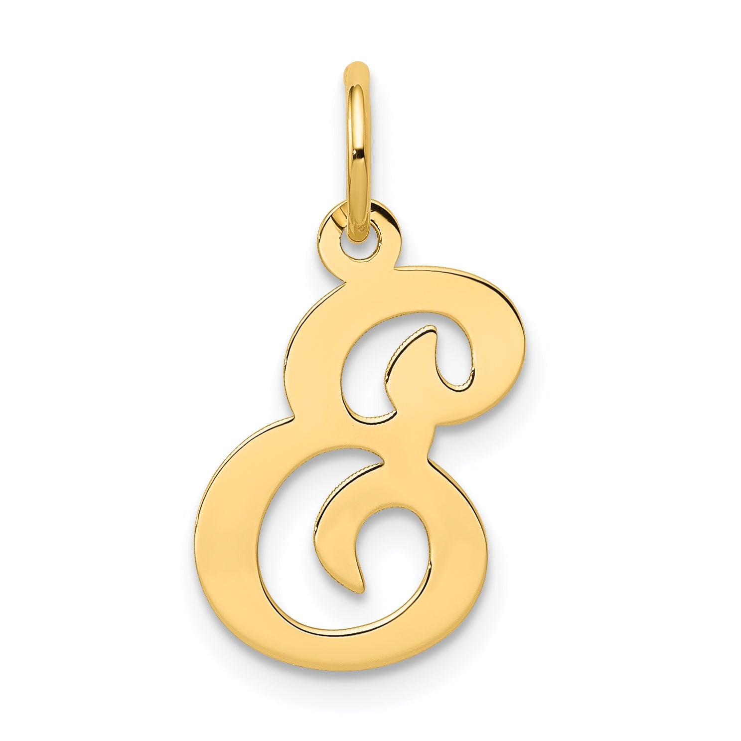 14k Yellow Gold 14KY Script Letter E Initial Charm