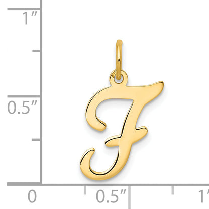 14k Yellow Gold 14KY Script Letter F Initial Charm