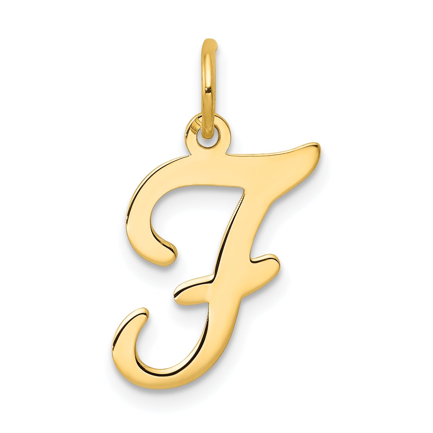 14k Yellow Gold 14KY Script Letter F Initial Charm
