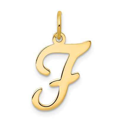 14k Yellow Gold 14KY Script Letter F Initial Charm