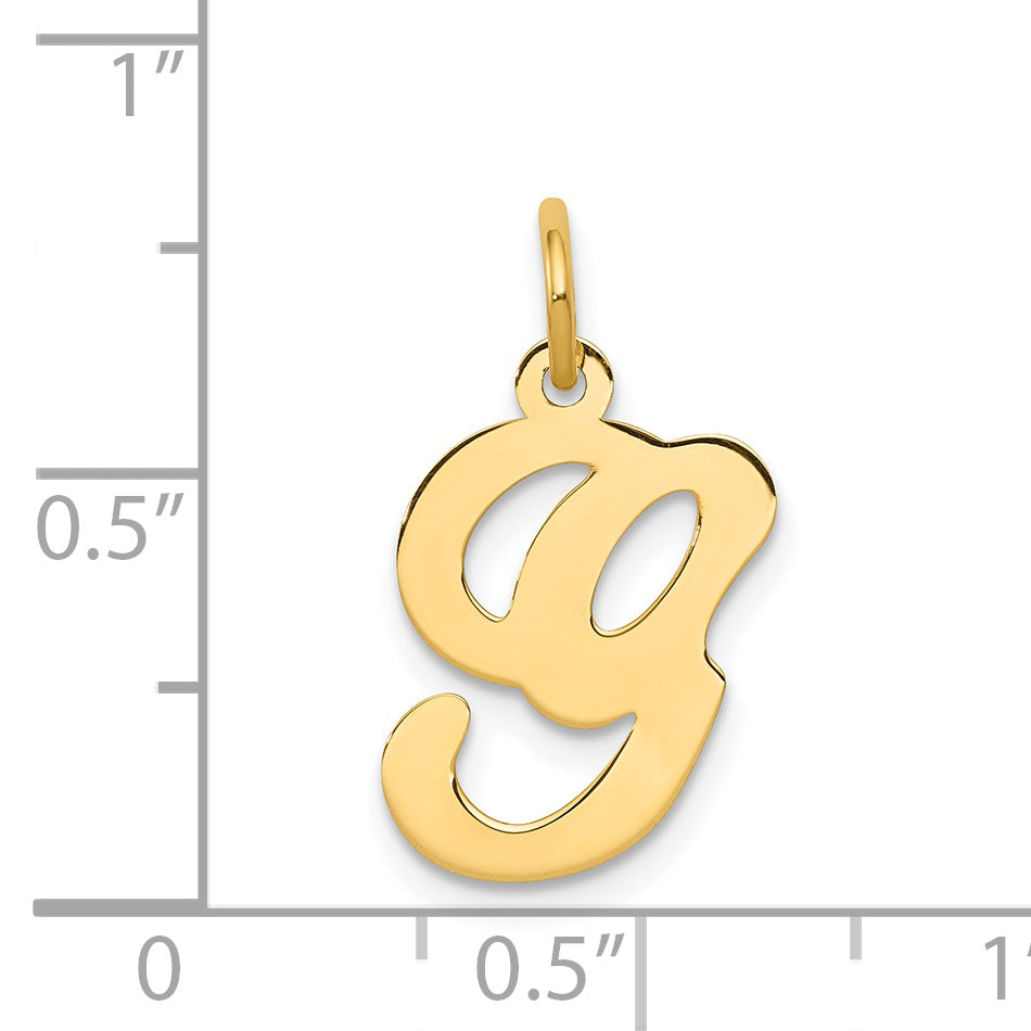 14k Yellow Gold 14KY Script Letter G Initial Charm