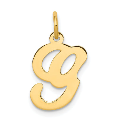 14k Yellow Gold 14KY Script Letter G Initial Charm
