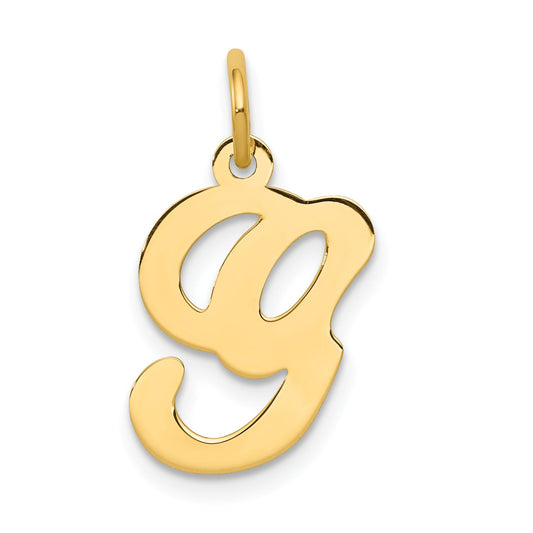 14k Yellow Gold 14KY Script Letter G Initial Charm