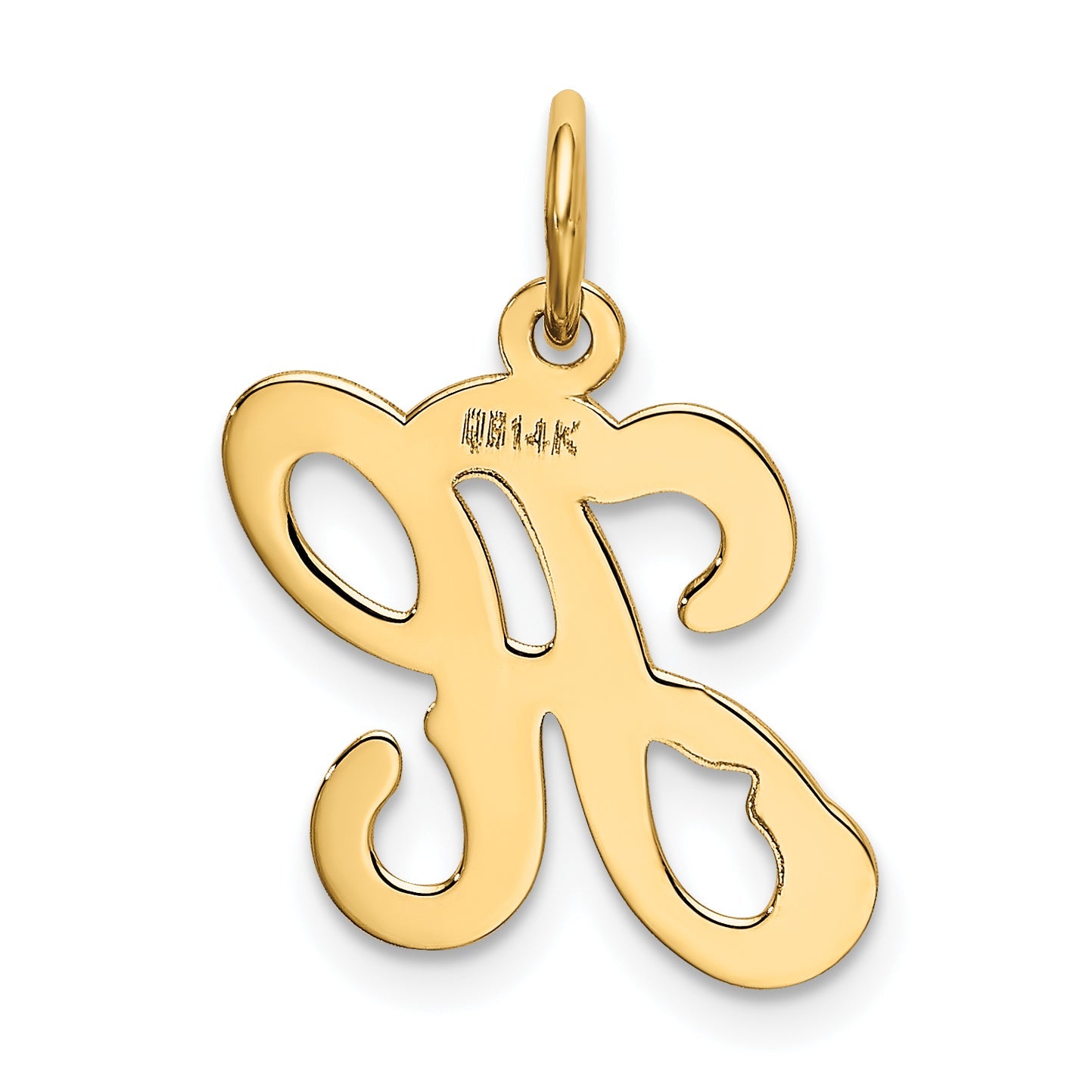 14k Yellow Gold 14KY Script Letter H Initial Charm