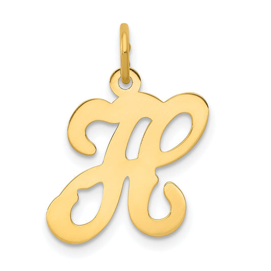 14k Yellow Gold 14KY Script Letter H Initial Charm
