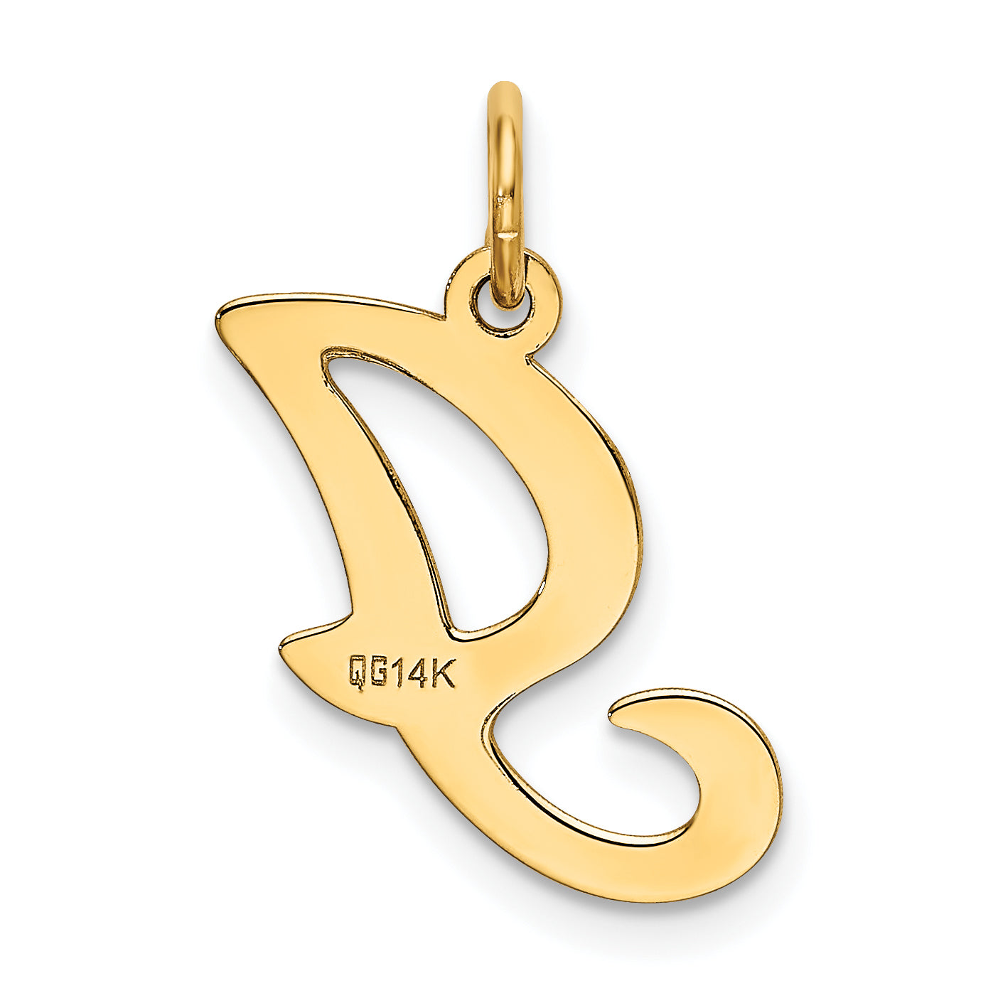 14k Yellow Gold 14KY Script Letter I Initial Charm