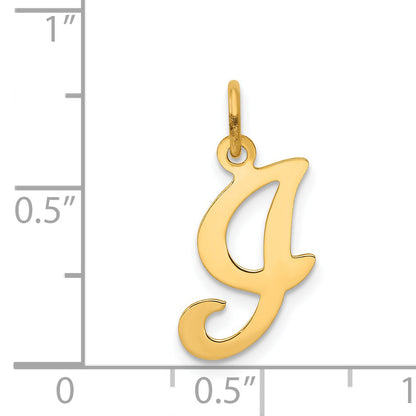 14k Yellow Gold 14KY Script Letter I Initial Charm