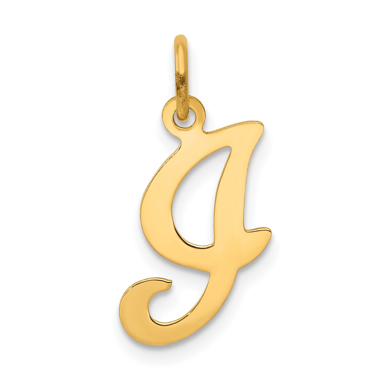 14k Yellow Gold 14KY Script Letter I Initial Charm