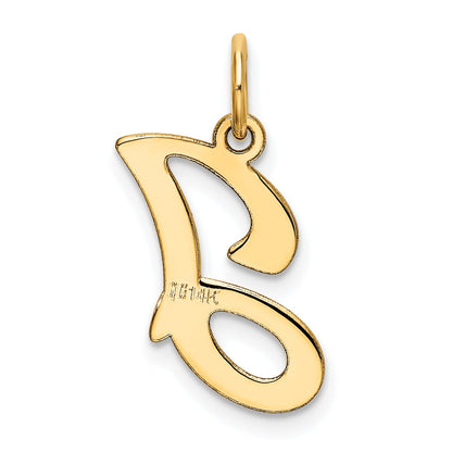 14k Yellow Gold 14KY Script Letter J Initial Charm