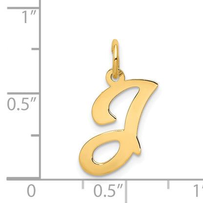 14k Yellow Gold 14KY Script Letter J Initial Charm
