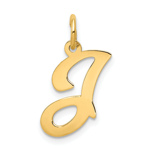 14k Yellow Gold 14KY Script Letter J Initial Charm