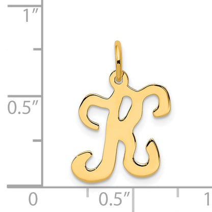 14k Yellow Gold 14KY Script Letter K Initial Charm