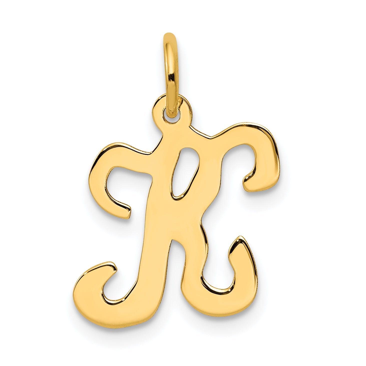 14k Yellow Gold 14KY Script Letter K Initial Charm