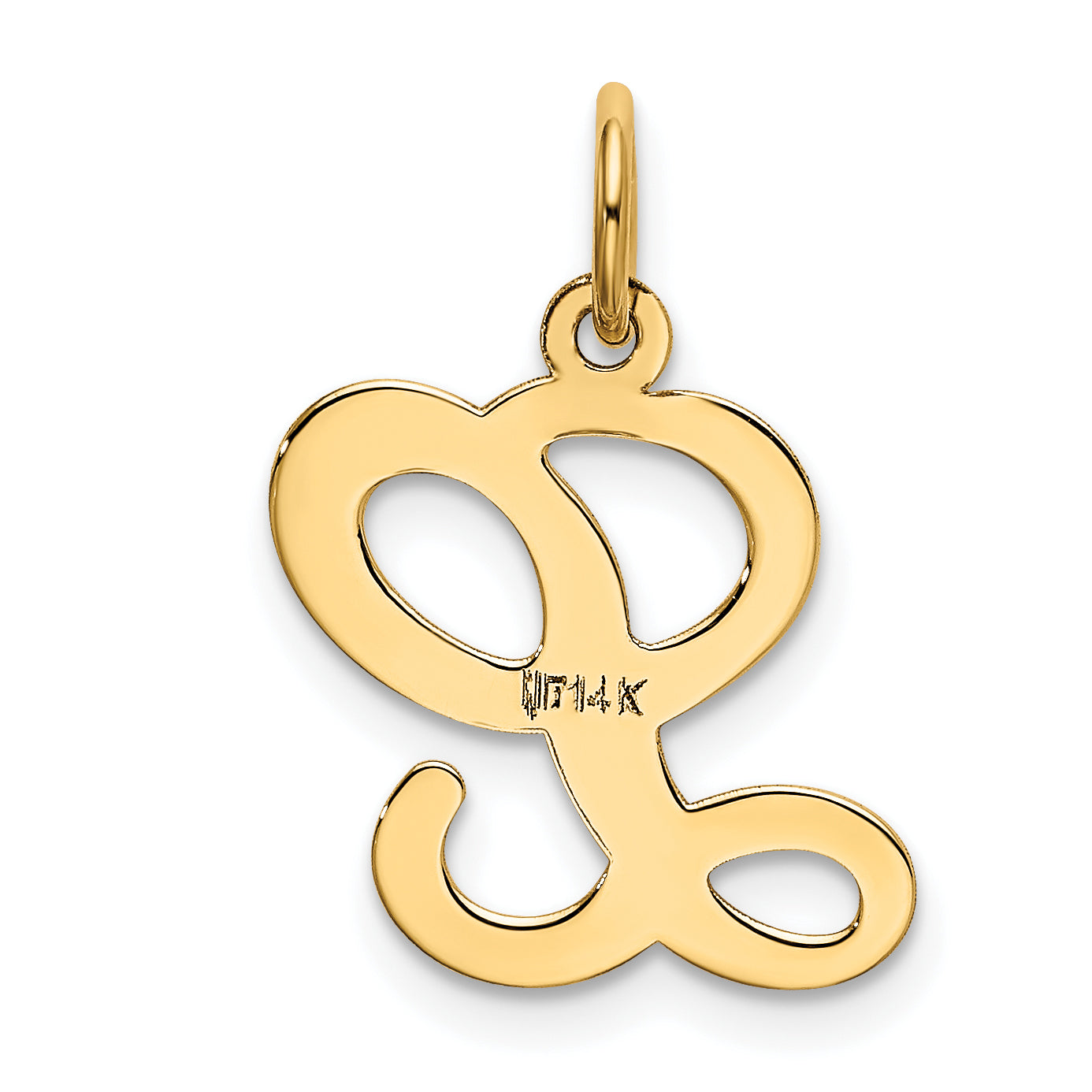 14k Yellow Gold 14KY Script Letter L Initial Charm