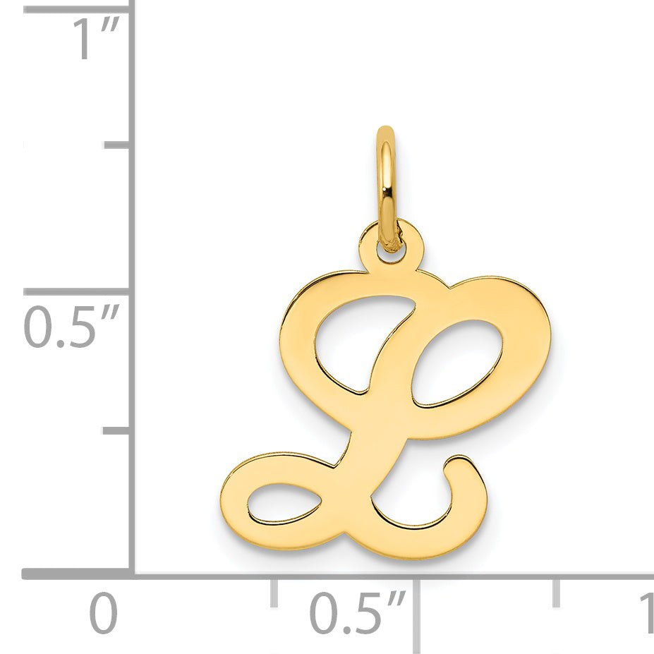 14k Yellow Gold 14KY Script Letter L Initial Charm