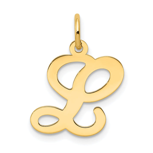14k Yellow Gold 14KY Script Letter L Initial Charm