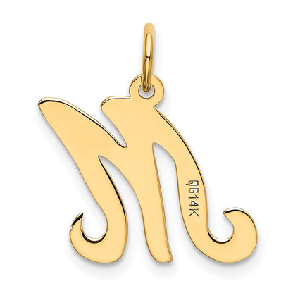 14k Yellow Gold 14KY Script Letter M Initial Charm