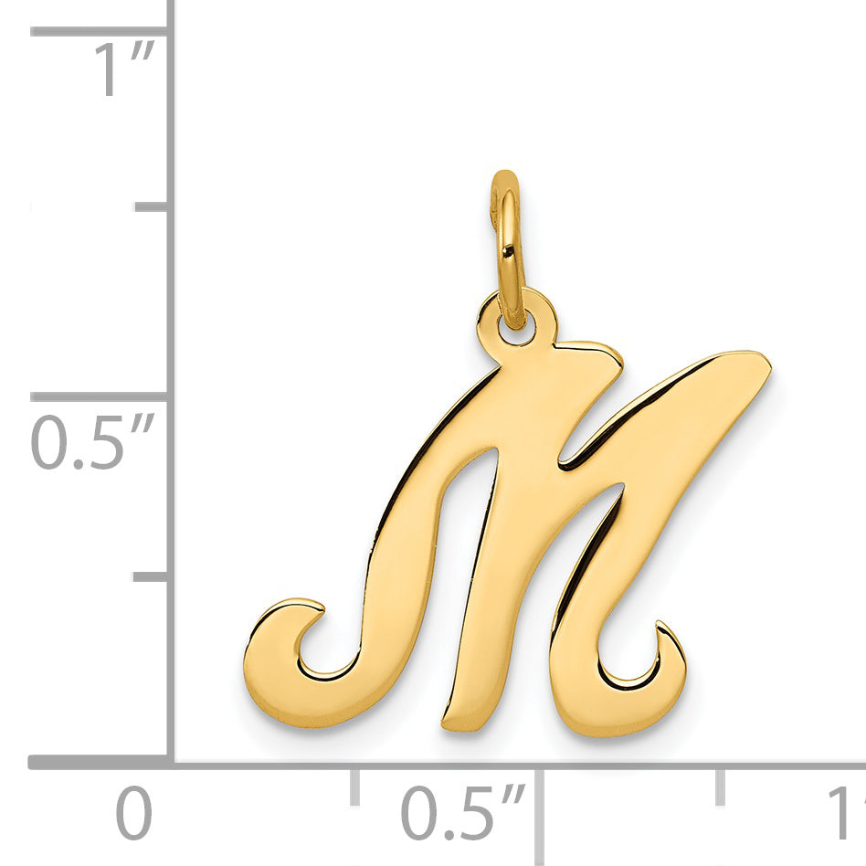 14k Yellow Gold 14KY Script Letter M Initial Charm