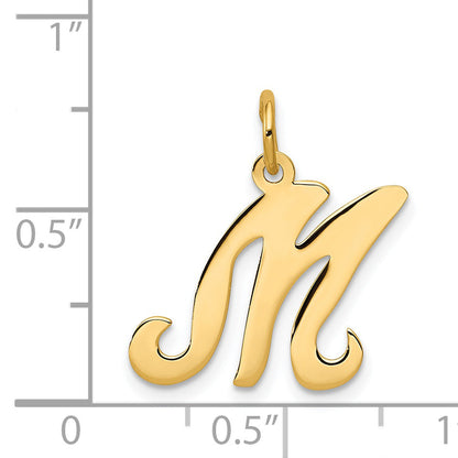 14k Yellow Gold 14KY Script Letter M Initial Charm