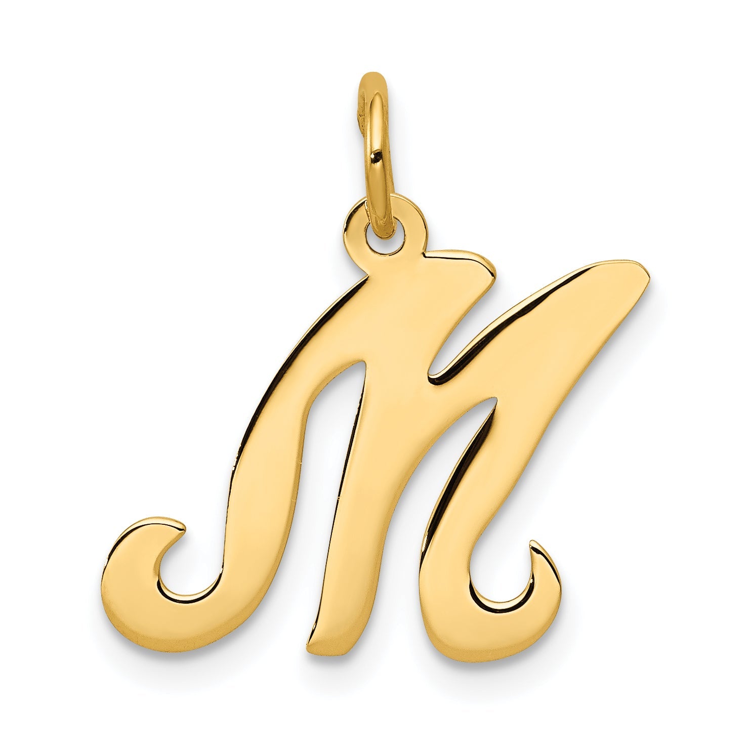 14k Yellow Gold 14KY Script Letter M Initial Charm