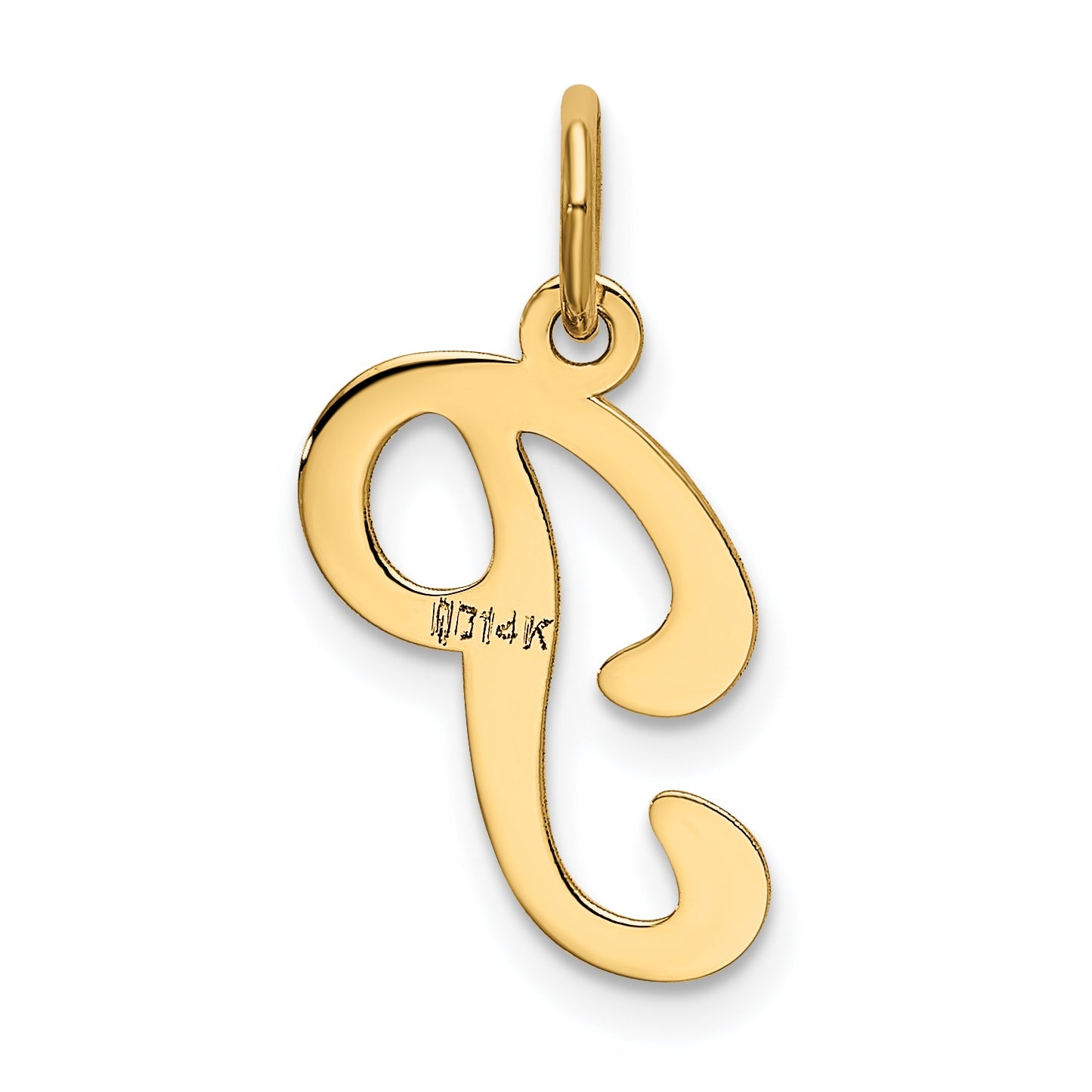 14k Yellow Gold 14KY Script Letter P Initial Charm