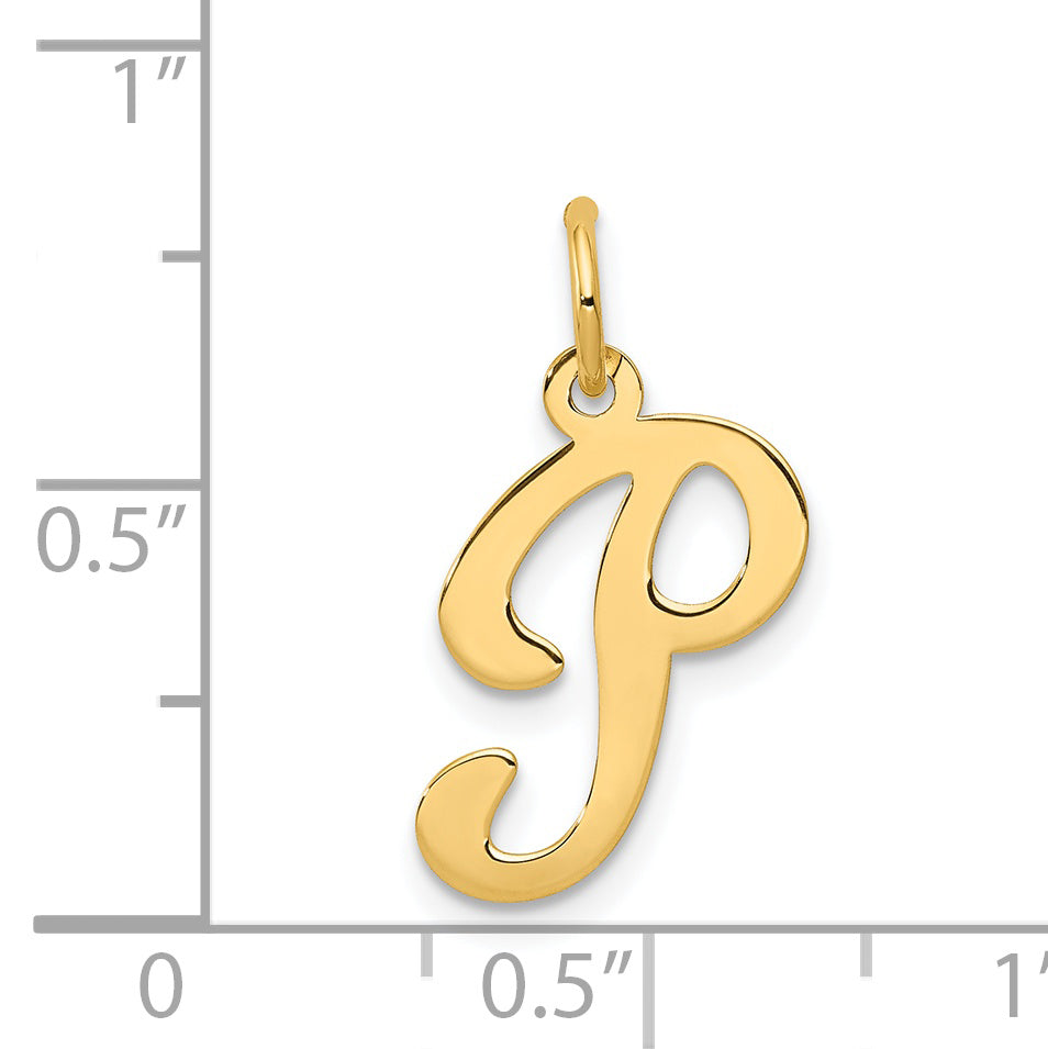 14k Yellow Gold 14KY Script Letter P Initial Charm