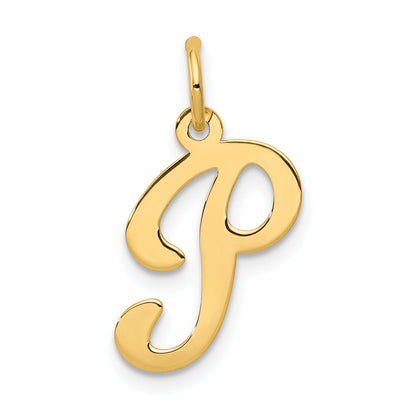 14k Yellow Gold 14KY Script Letter P Initial Charm