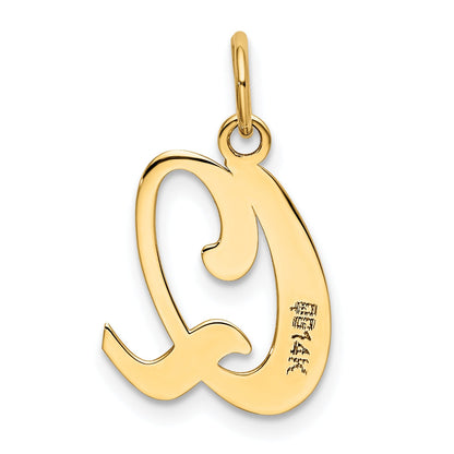 14k Yellow Gold 14KY Script Letter Q Initial Charm