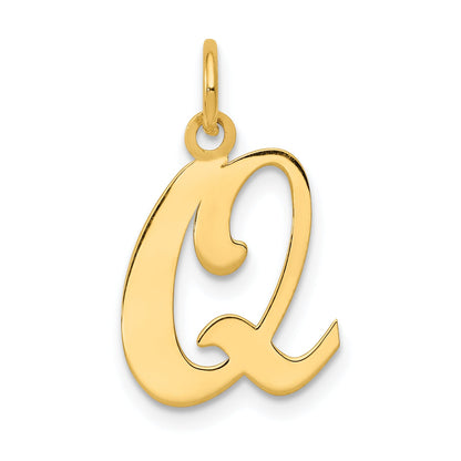 14k Yellow Gold 14KY Script Letter Q Initial Charm