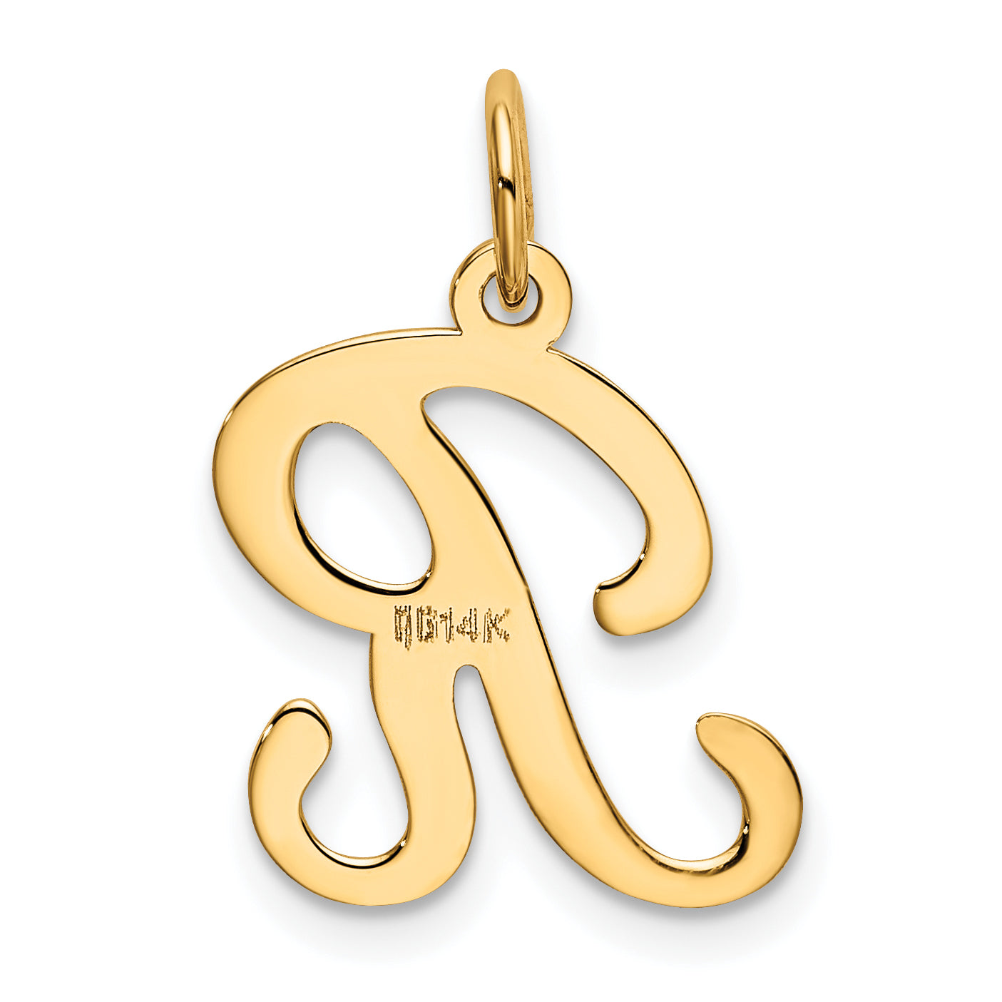 14k Yellow Gold 14KY Script Letter R Initial Charm