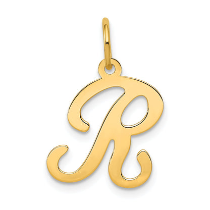 14k Yellow Gold 14KY Script Letter R Initial Charm