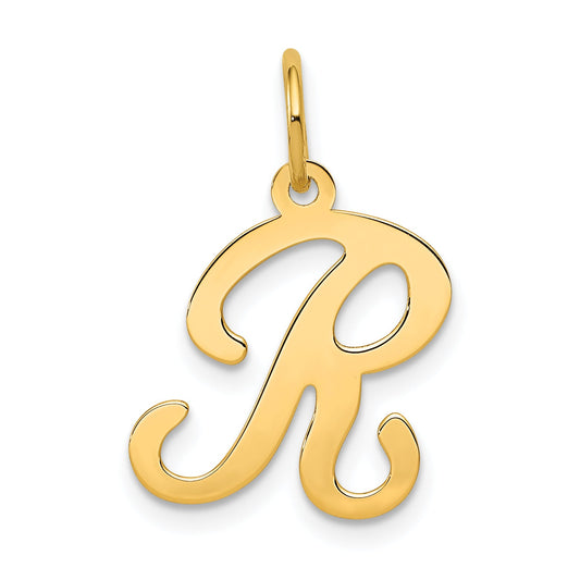 14k Yellow Gold 14KY Script Letter R Initial Charm