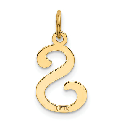 14k Yellow Gold 14KY Script Letter S Initial Charm