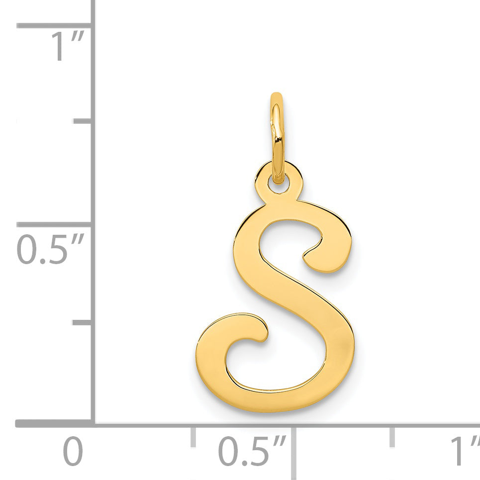 14k Yellow Gold 14KY Script Letter S Initial Charm