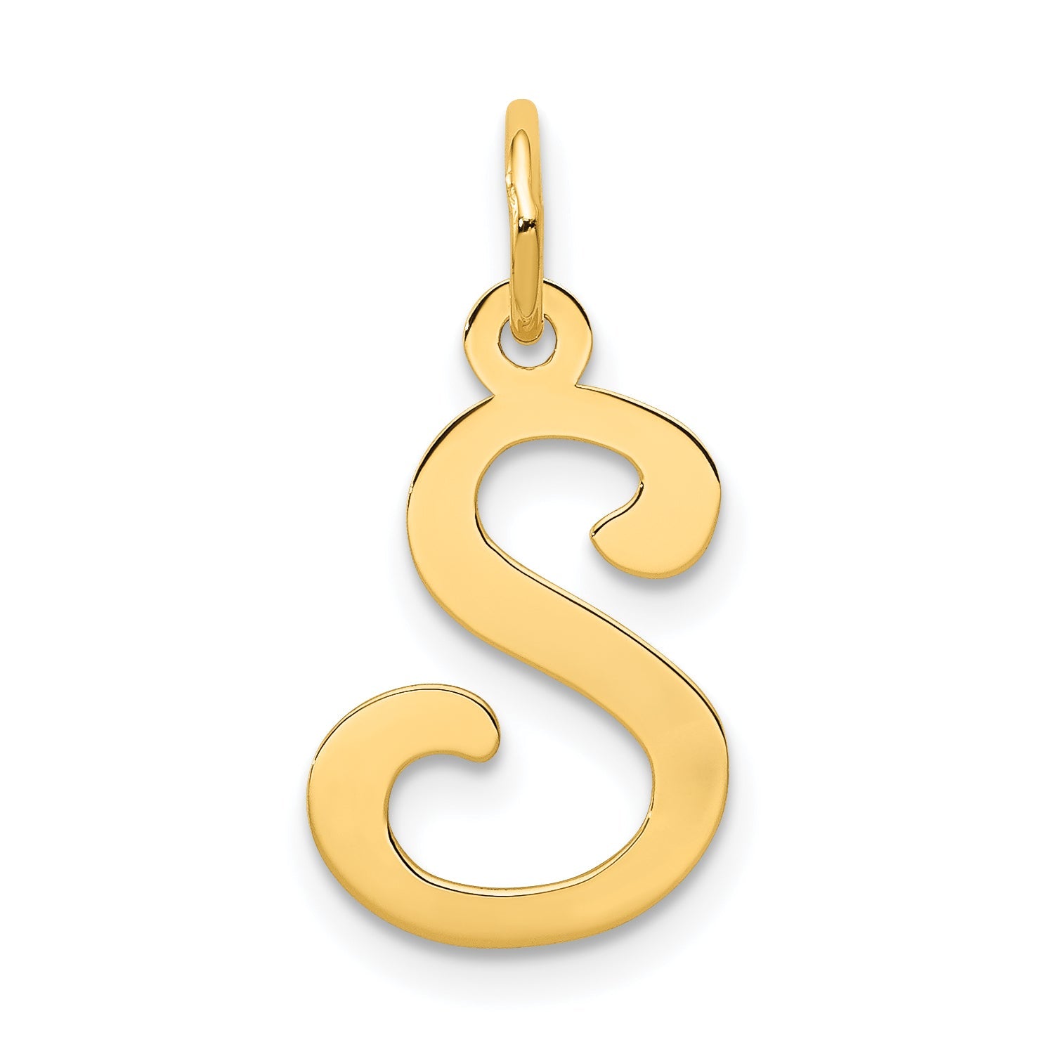 14k Yellow Gold 14KY Script Letter S Initial Charm