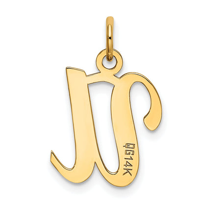 14k Yellow Gold 14KY Script Letter U Initial Charm