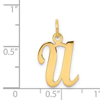 14k Yellow Gold 14KY Script Letter U Initial Charm