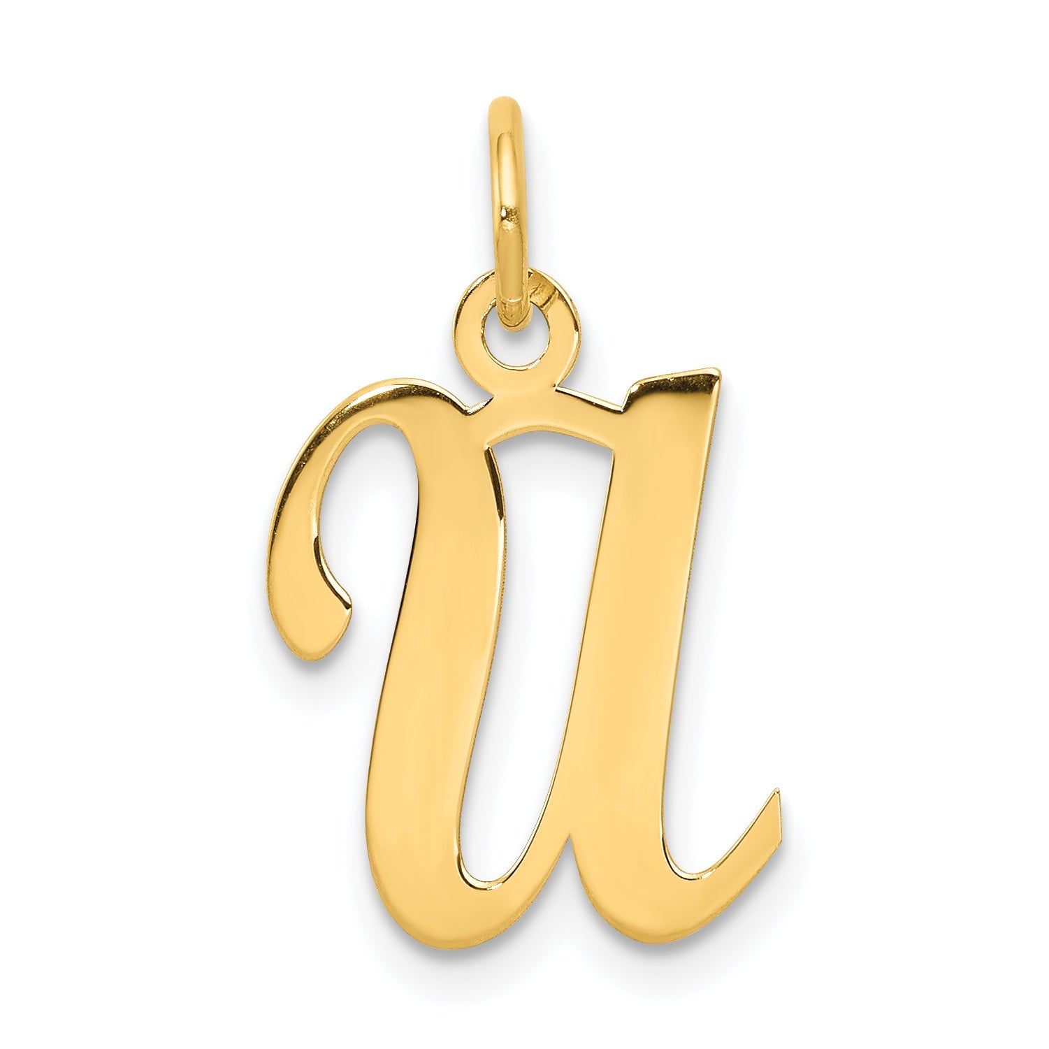14k Yellow Gold 14KY Script Letter U Initial Charm