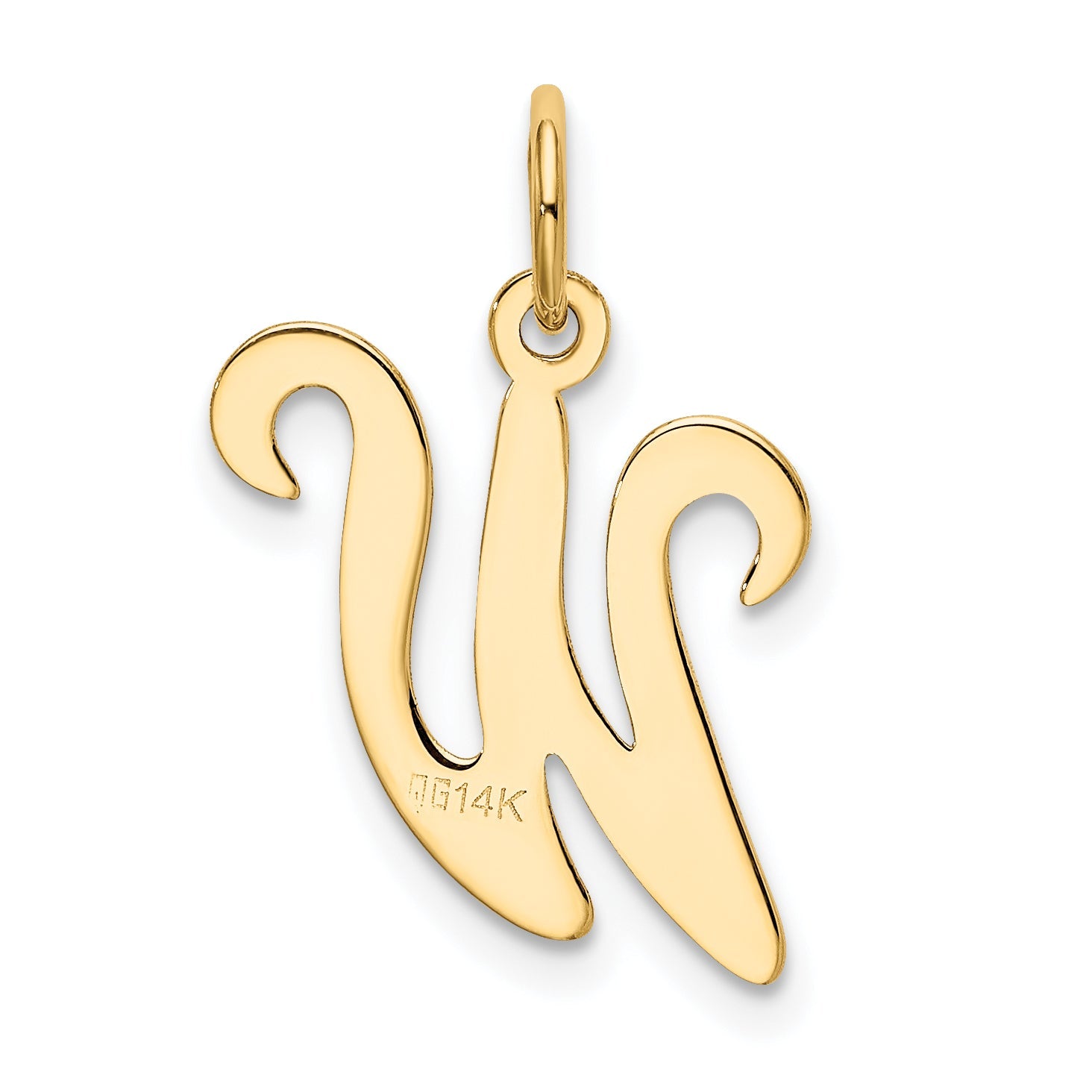 14k Yellow Gold 14KY Script Letter W Initial Charm