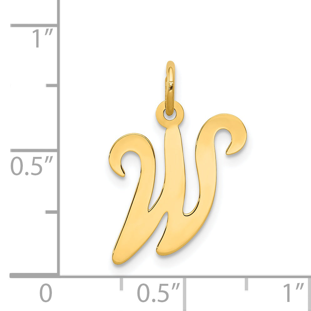 14k Yellow Gold 14KY Script Letter W Initial Charm