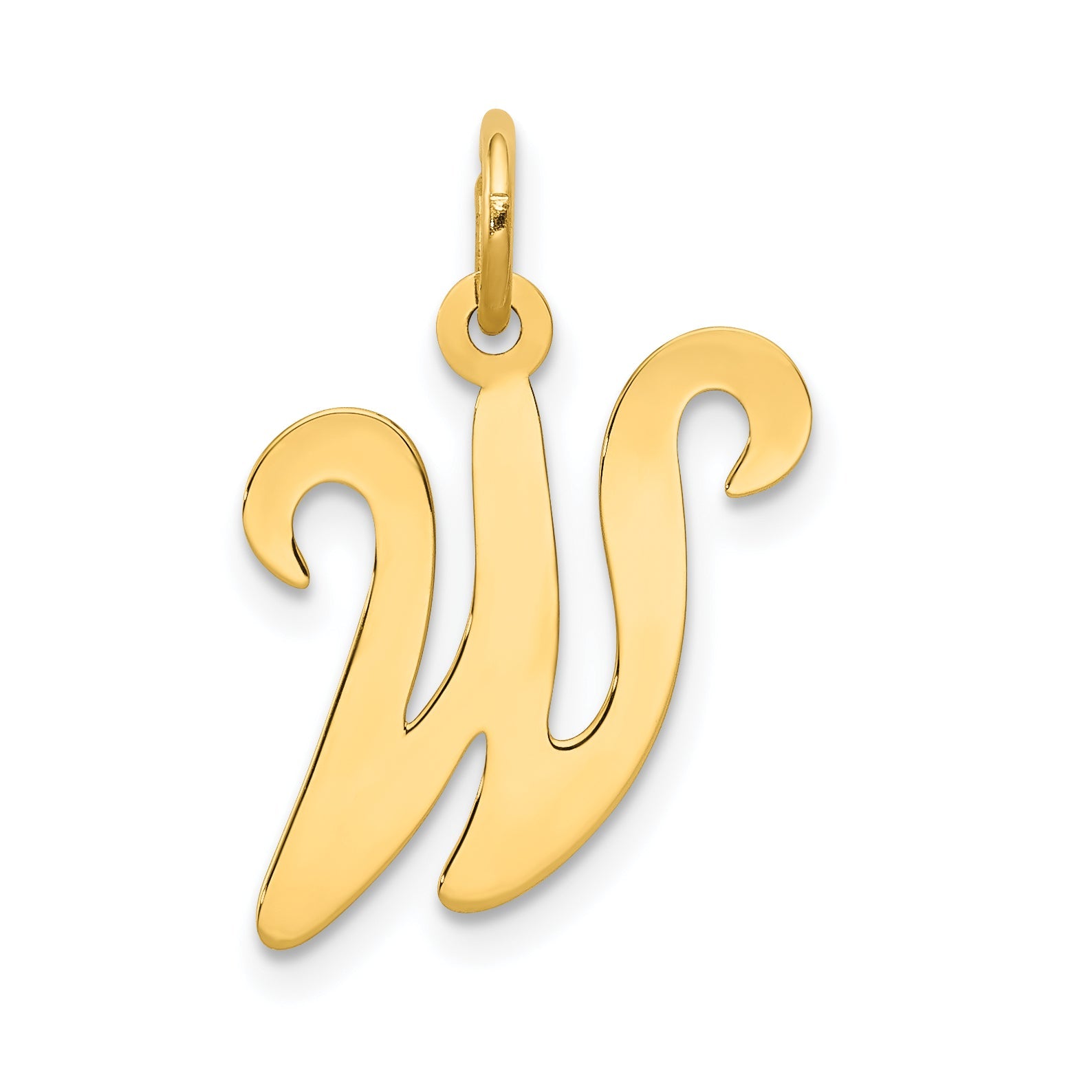 14k Yellow Gold 14KY Script Letter W Initial Charm