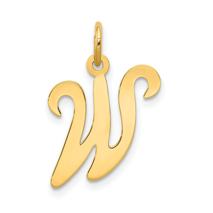 14k Yellow Gold 14KY Script Letter W Initial Charm
