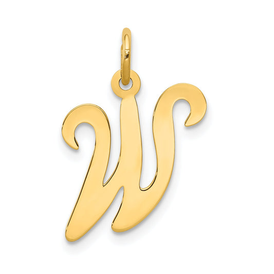 14k Yellow Gold 14KY Script Letter W Initial Charm