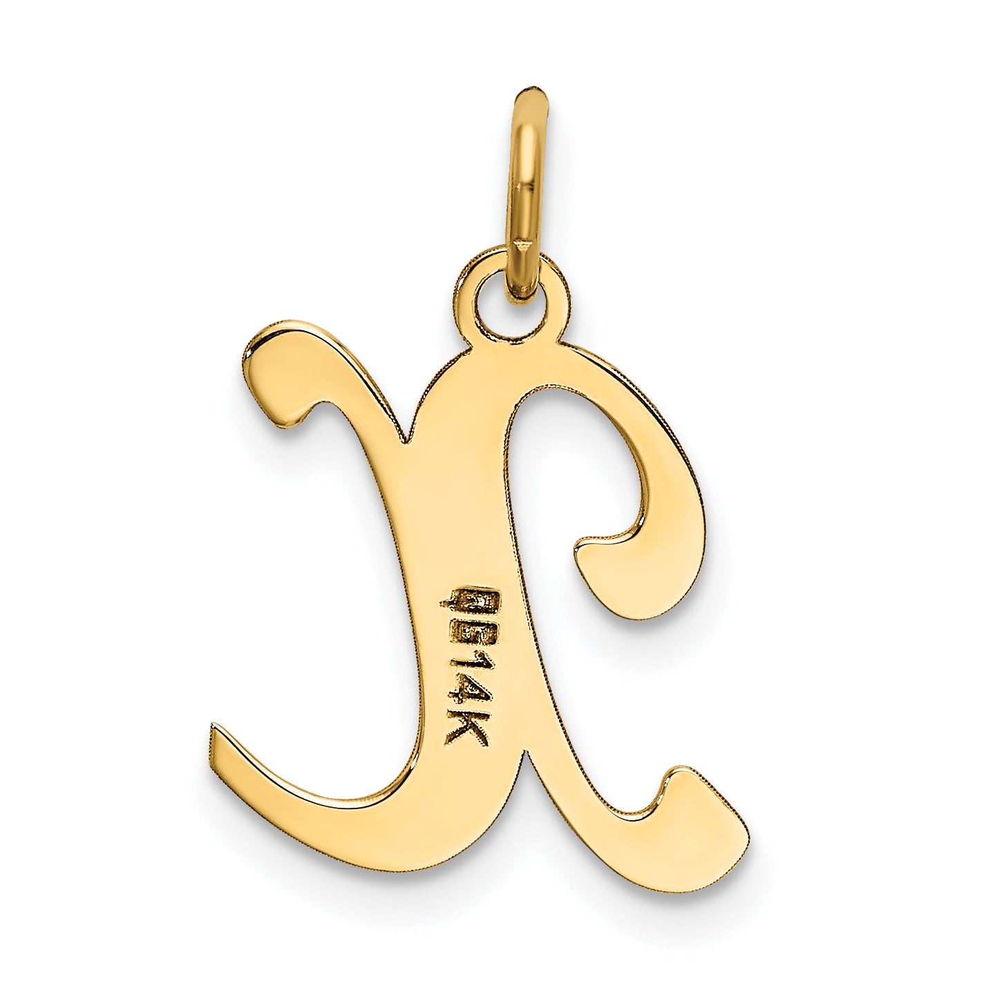 14k Yellow Gold 14KY Script Letter X Initial Charm