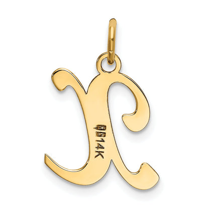 14k Yellow Gold 14KY Script Letter X Initial Charm