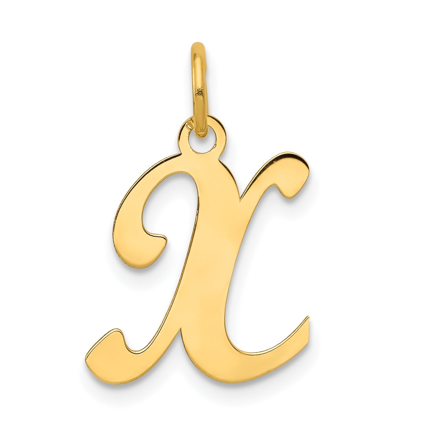 14k Yellow Gold 14KY Script Letter X Initial Charm