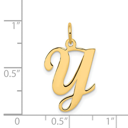 14k Yellow Gold 14KY Script Letter Y Initial Charm