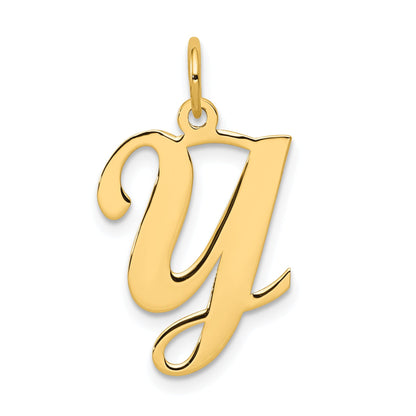 14k Yellow Gold 14KY Script Letter Y Initial Charm