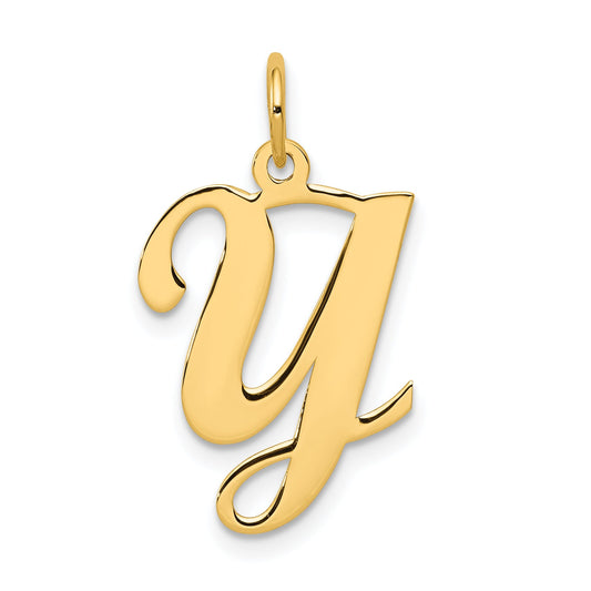 14k Yellow Gold 14KY Script Letter Y Initial Charm