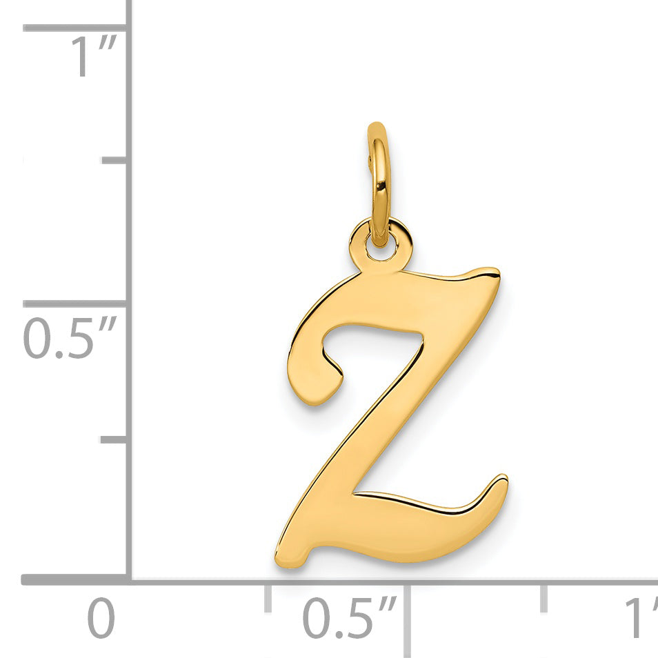 14k Yellow Gold 14KY Script Letter Z Initial Charm